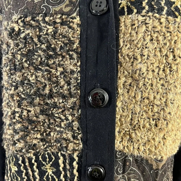 First Option Vintage Jacket Moleskin Chenille Herringbone Patchwork 90s Medium - Picture 6 of 9
